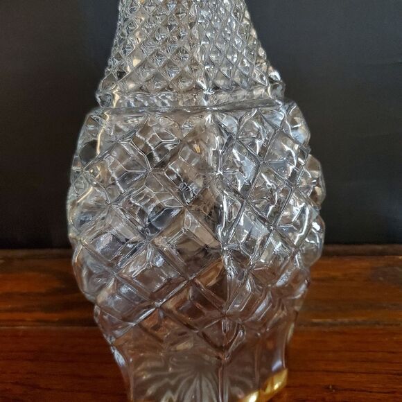 Vintage Diamond Design Wine or Liquor Decanter 14kt Gold Trim - Picture 6 of 7